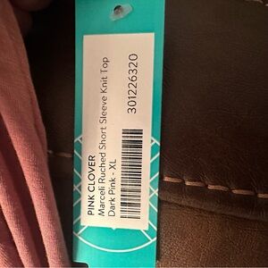 NWT Pink Clover ruched short sleeve knit top